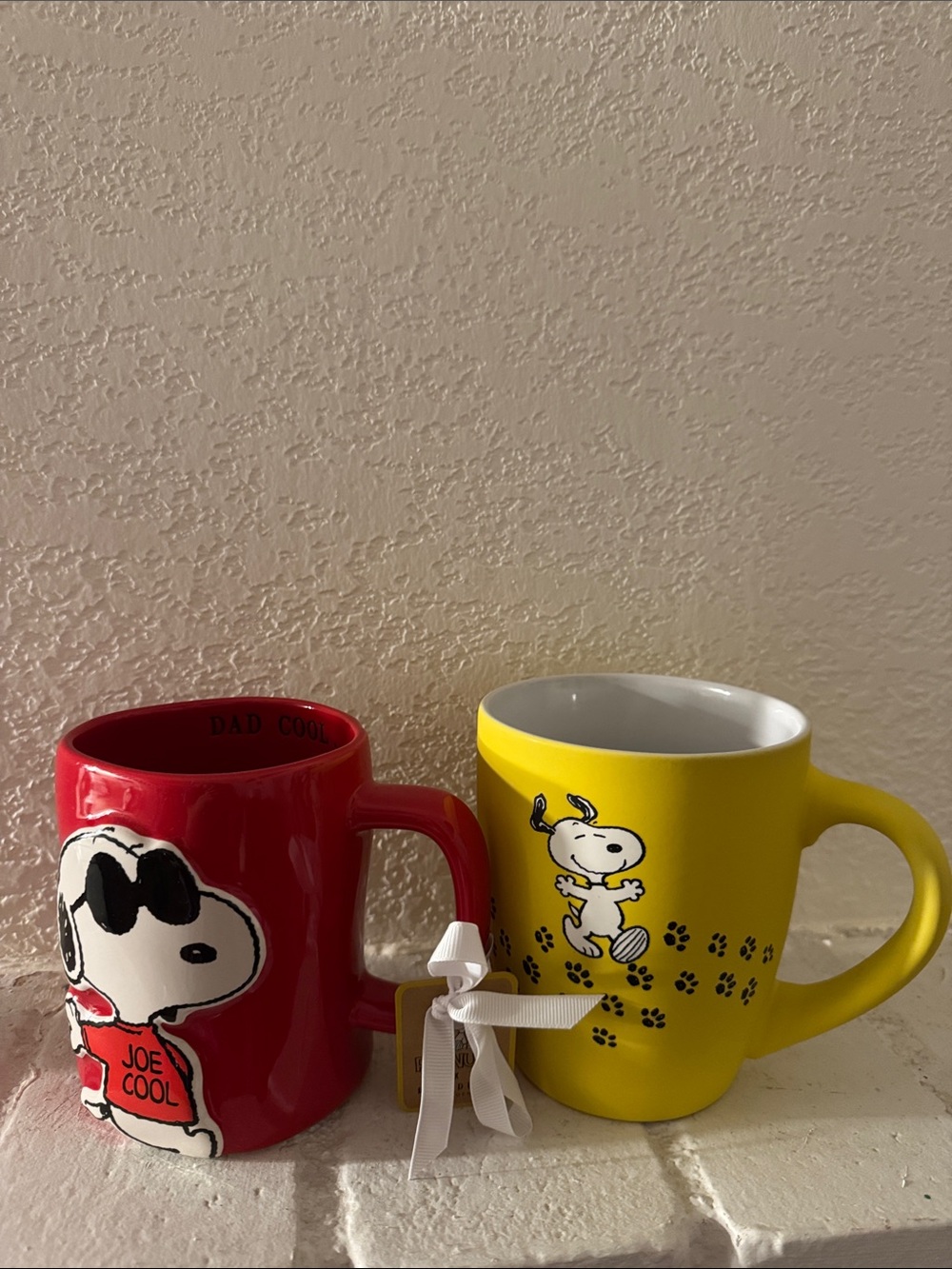 Set of 2 Peanuts Yellow Snoopy and Red Joe Cool Ceramic Mugs - Peanuts